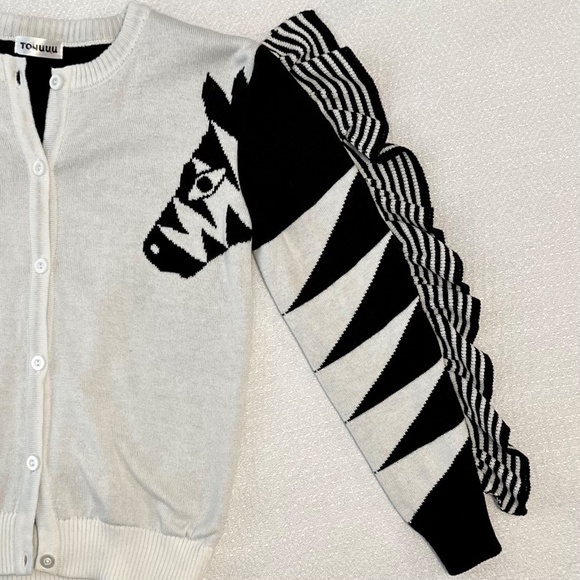 Girl's Cotton Zebra Cardigan Sweater with Mane Detail Size 8 - Picture 5 of 9